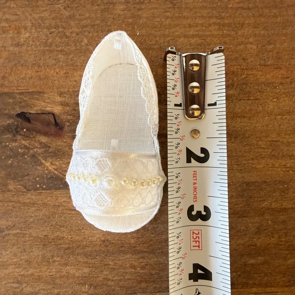 Baby Christening Baptism Shoes Headband Set White Lace Pearl Newborn Doll